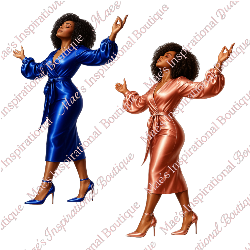 Luxury Satin Dress 10pc Collection – Elegant Digital Art by Mae’s Inspirational Boutique