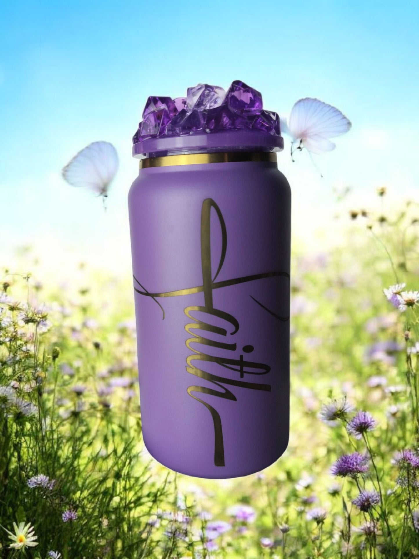 16oz Stainless Steel Faith Tumbler – Elegant, Bold & Insulated for Hot or Cold Drinks