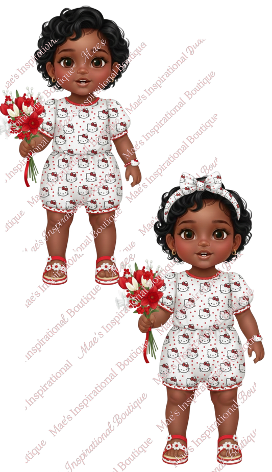 Trendy Toddler Besties Digital Clipart – 2pc Luxury Fashion Illustration –Digital Download