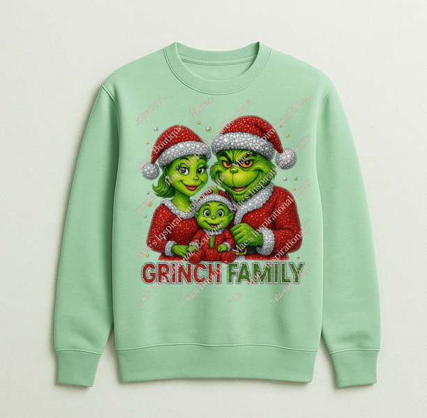 π Grinchy Family Rhinestone PNG | Christmas Sparkle Digital Download | Matching Holiday Sublimation Design