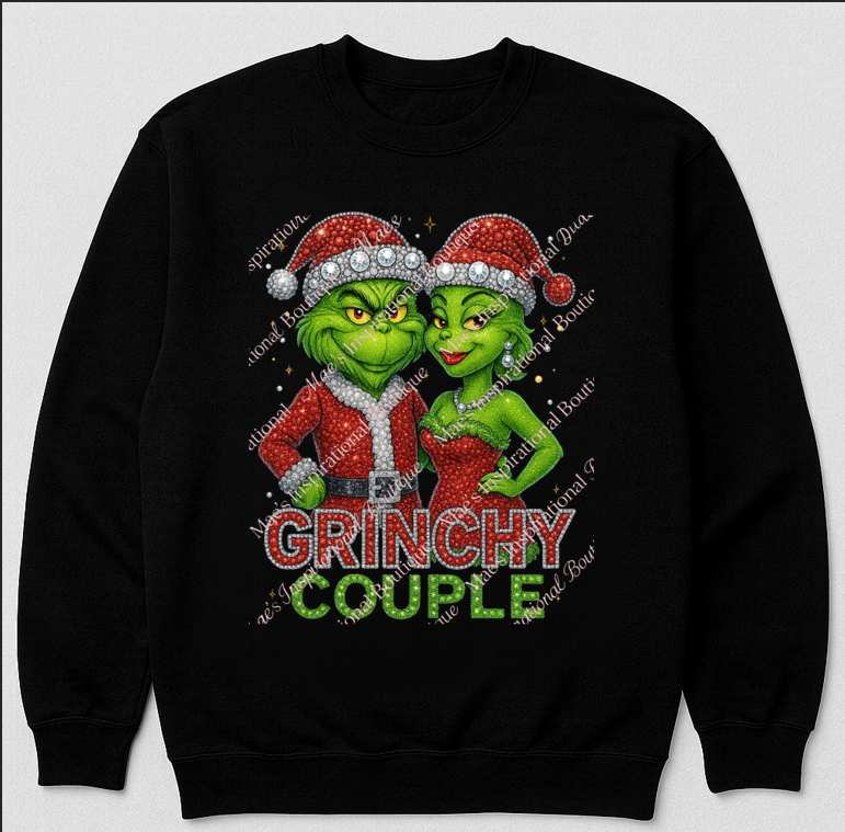 ๐ Grinchy Couple Rhinestone PNG | Sparkling Christmas Digital Download | Matching Holiday Sublimation Design
