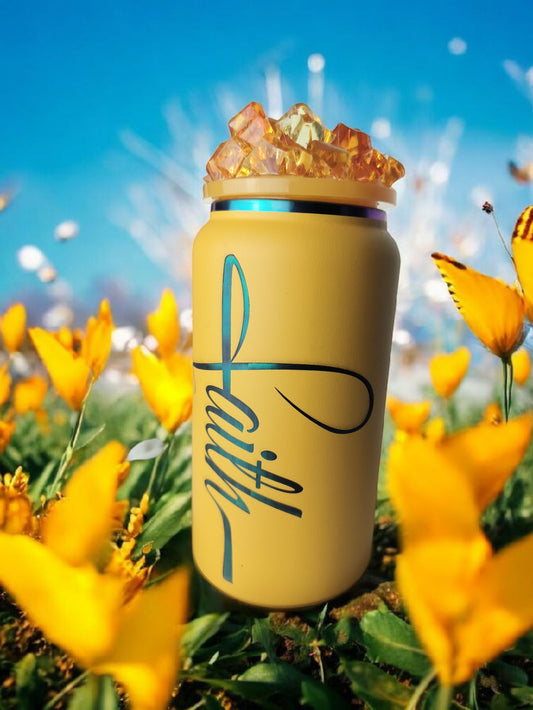 16oz Stainless Steel Faith Tumbler – Elegant, Bold & Insulated for Hot or Cold Drinks