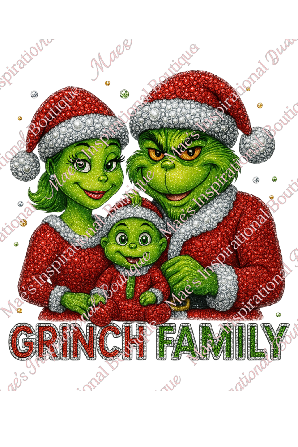 💚 Grinchy Family Rhinestone PNG | Christmas Sparkle Digital Download | Matching Holiday Sublimation Design