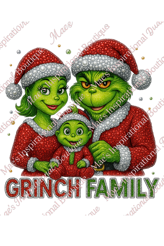 💚 Grinchy Family Rhinestone PNG | Christmas Sparkle Digital Download | Matching Holiday Sublimation Design