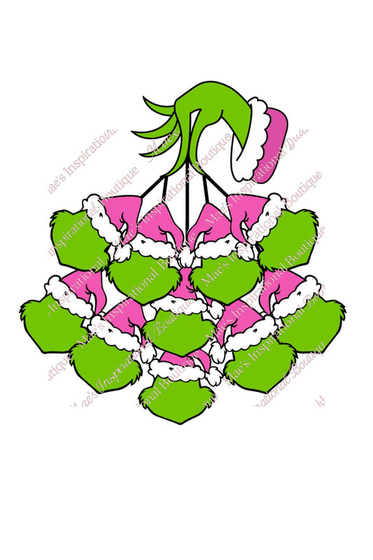 Grinch Ornament SVG Bundle | Pink Christmas Ornaments | Family Shirt & Decor Designs (Digital Download)