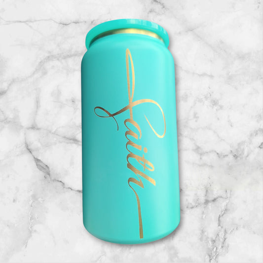 16oz Stainless Steel Faith Tumbler – Elegant, Bold & Insulated for Hot or Cold Drinks