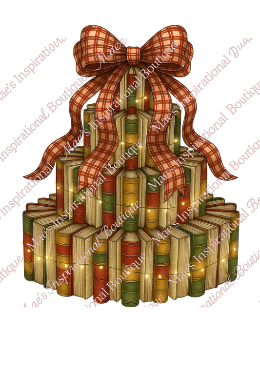 Christmas Book Tree PNG | Book Lover Digital Download | Cozy Holiday Book Stack Clipart